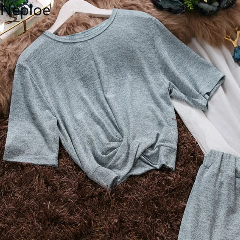 Женский комплект одежды из двух предметов весна 2020 шикарные футболки с круглым