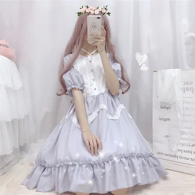 Новинка 2014 года летнее платье в стиле Mori Girl Lolita с оборками кружевное пэчворк