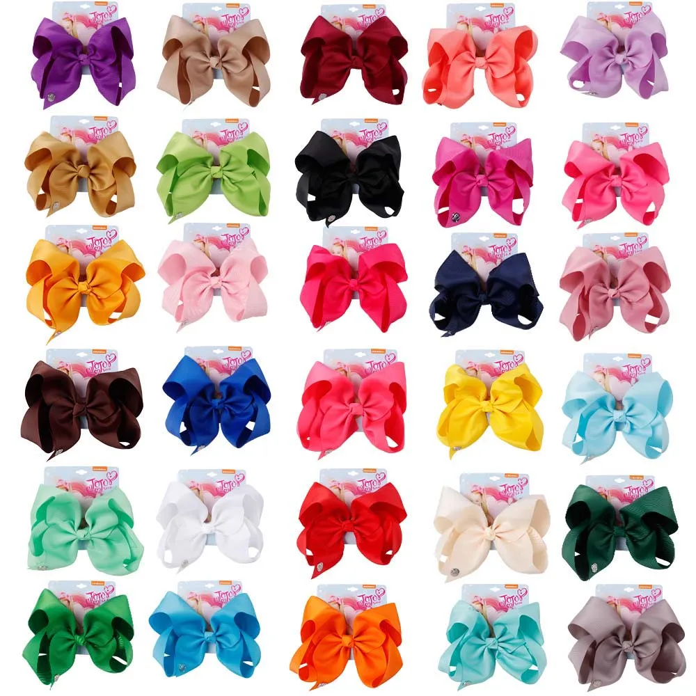 

2pcs/lot 8" Jumbo Solid Hairbow With Alligator Clips Grosgrain Ribbon Hair Bows Boutique Handmade Hairclips Hair Accessories