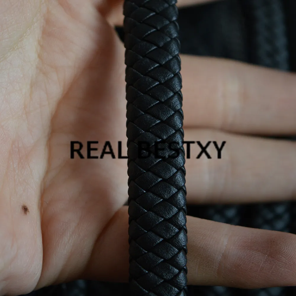 Реальный BESTXY 5 м/лот 12*6 мм черный плетеный плоский кожаный шнурок из натуральной