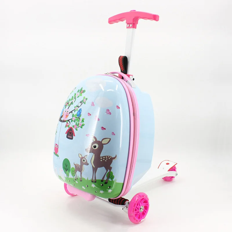 children's luggage skateboard pull rod box 16-inch Lightening wheel boy and girl's baby travel boarding | Багаж и сумки