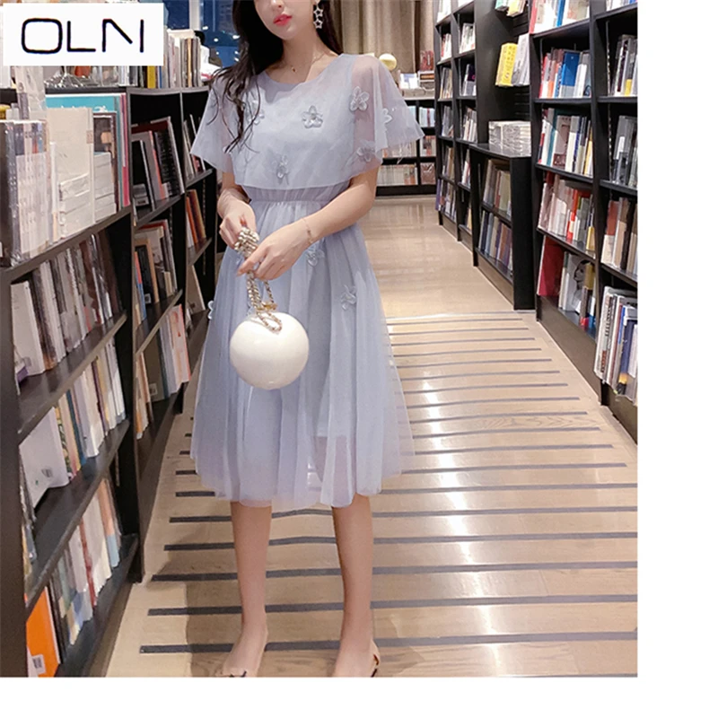 Женское кружевное платье-трапеция элегантное корейское платье из двух частей и