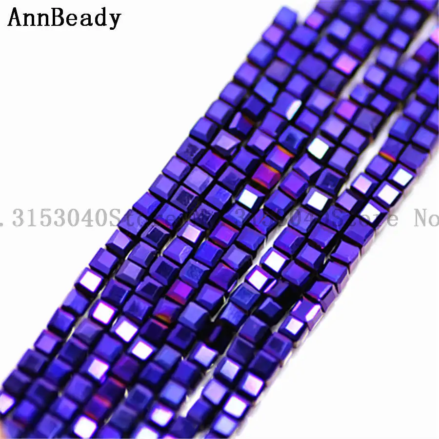 plated purple 1980 шт Желтый цвет 2 мм квадратный кубический разделитель Австрийские хрустальные стеклянные бусины россыпью бусины DIY для изготовления ювелирных изделий бусины-разделители - Цвет: plated purple