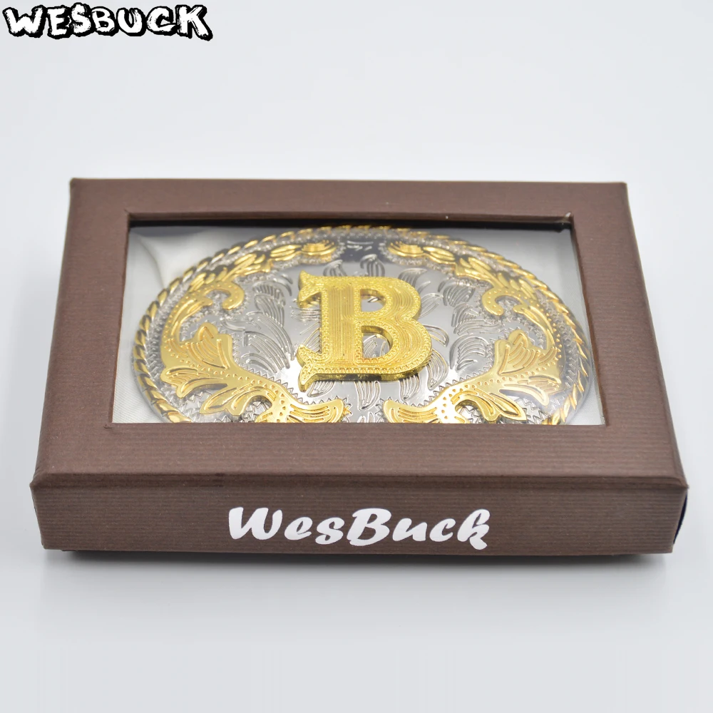 5 шт. MOQ WesBuck брендовая Золотая Буква B ковбойская пряжка для ремня с металлической