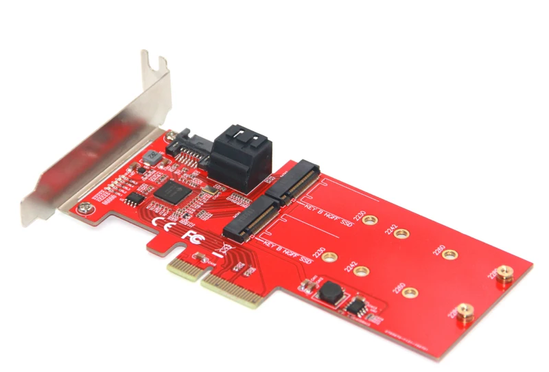 M2 SATA Raid контроллер карты PCI Express X4 на 2 порта SATA 3,0 6 Гбит/с+ 2 порта M.2 NGFF SSD B Ключ Поддержка RAID0 RAID1 AHCI режим