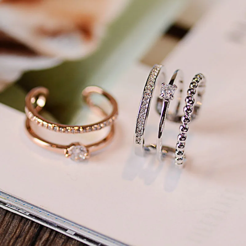 Европейские и американские модные Универсальные открытого типа двойное кольцо