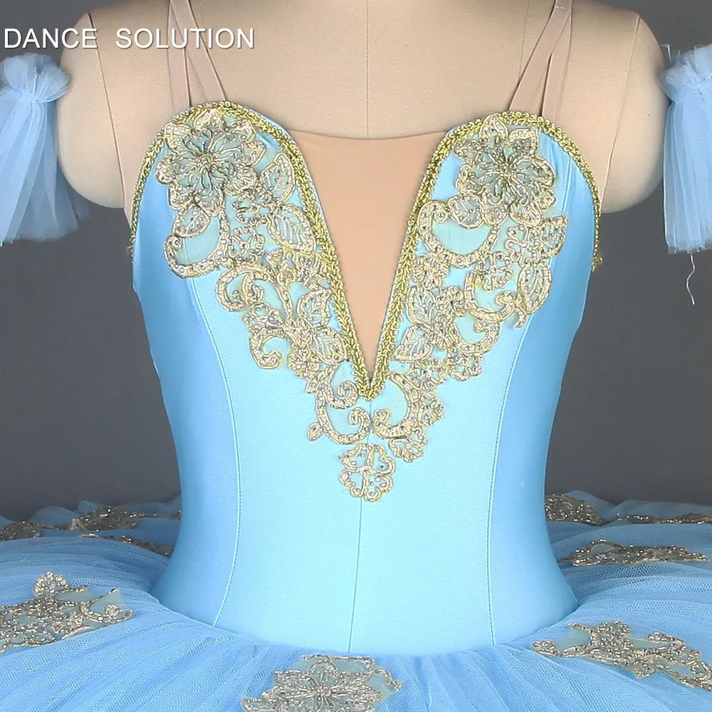 Небесно-голубые блестящие профессиональные Балетные туфли с золотой