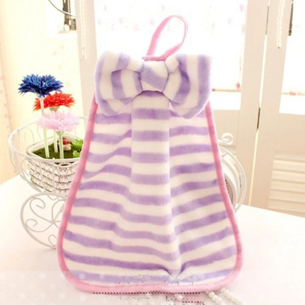 Детское полотенце для рук детской комнаты мягкое плюшевое с бантом купания