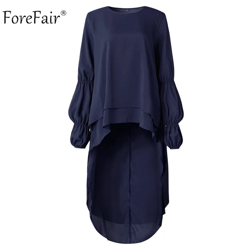 Forefair, свободная женская блузка с длинным рукавом и оборками, осень, шифоновая Повседневная рубашка с рукавом-фонариком размера плюс, женская блузка s