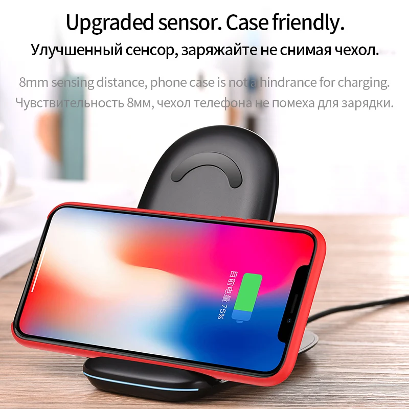 НОСО QI Беспроводной Зарядное устройство 10 Вт для IPhone X 8 Samsung Примечание S8 плюс S7 S6