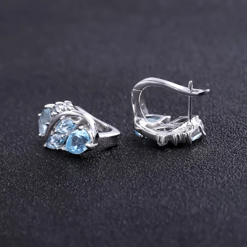 GEM'S BALLET 3.62Ct натуральный Небесно-Голубой топаз драгоценный камень серьги 925 пробы серебряные серьги-гвоздики для женщин Свадебные ювелирные изделия