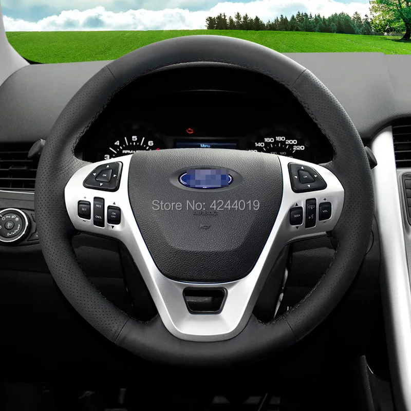 Для Ford Edge Sport черный кожаный чехол сделай сам Ручное шитье на рулевое колесо
