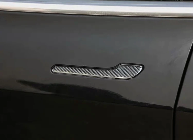 Крышка для дверной ручки Tesla Model 3 2017 2018 2019 из углеродного волокна | Автомобили и