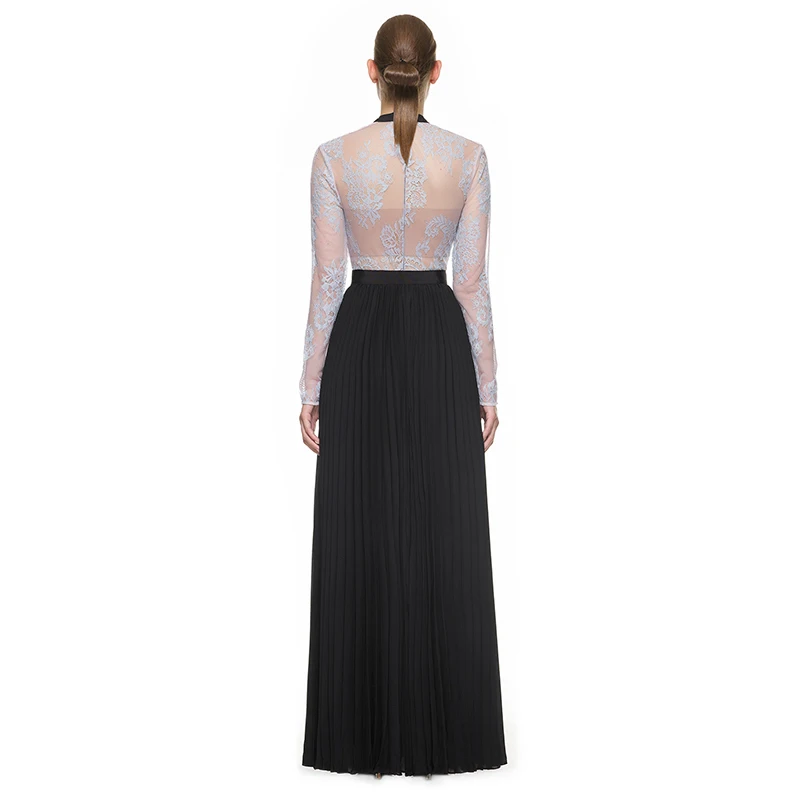 Шикарный Мони Кружево плиссированное платье Для женщин sef портрет соединений