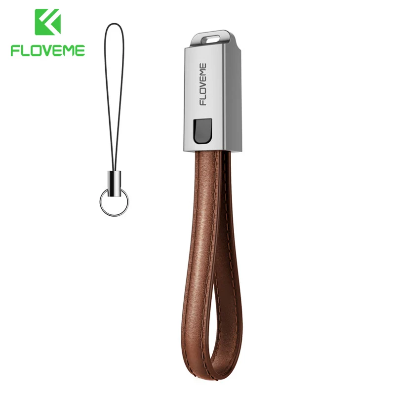 FLOVEME USB кабель для iPhone 6 6S Plus 5 5S SE из искусственной кожи брелок зарядный кабель для iPhone 7 8 Plus X 10 для iPad зарядное устройство - Цвет: Brown