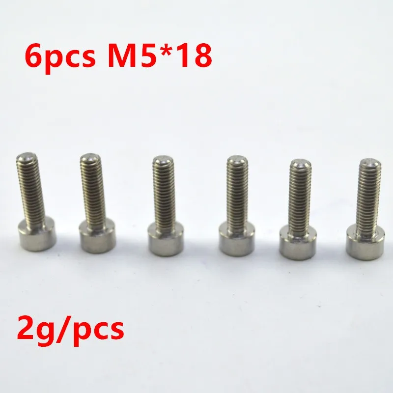 

6pcs/lot Titanium Bolts Ti Bolt Screw M5 x 18mm Allen Head for Bike Stem
