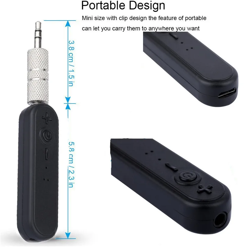 Lavalier Bluetooth 4.1 Audio Receiver 3.5AUX Car Speaker Headphones Universal Car Audio Bluetooth Receiver Metal Adapter 30NT08