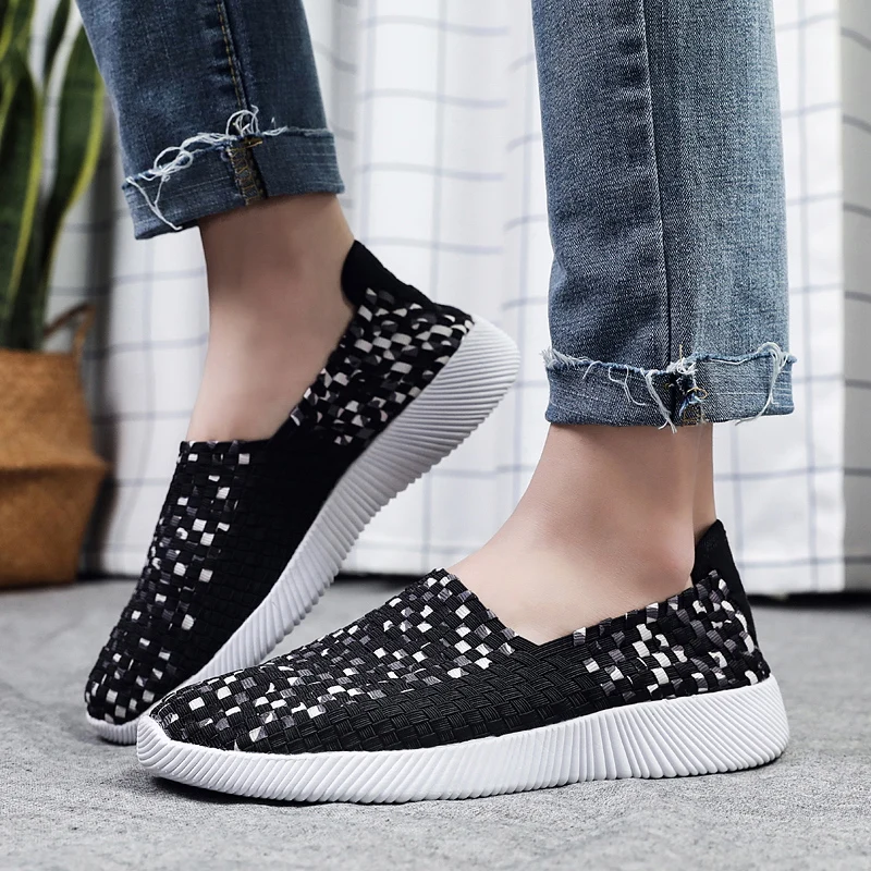 Летние мужские кроссовки повседневные лоферы на плоской подошве плетеная обувь