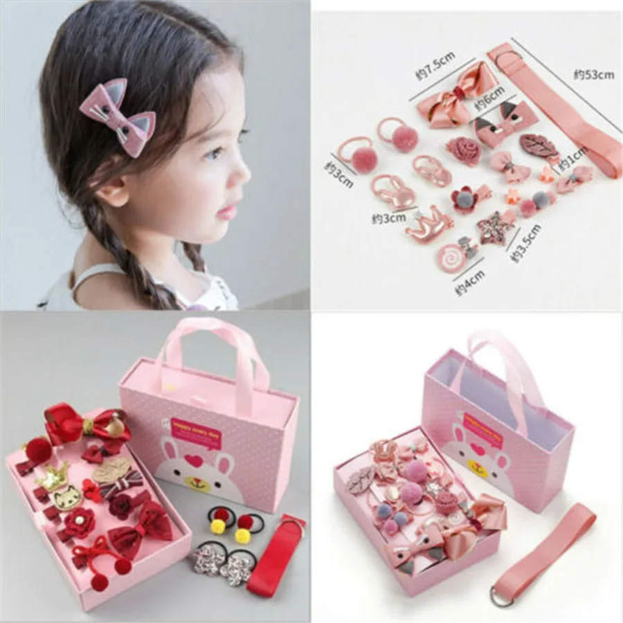 18Pcs/Set Lovely Princess Hairpin Baby Girl Hair Clip Bow Flower Barrette Box Accesories Gift | Детская одежда и обувь