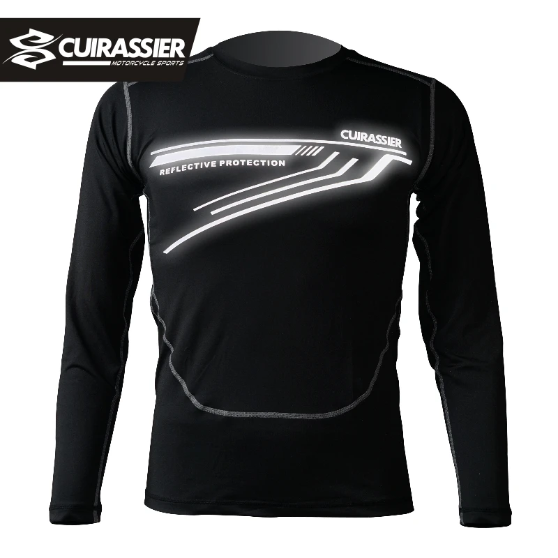 

Cuirassier High Reflective LED Bright Quick Dry Underwear Motorcycle Skiing Armor Moisture absorption Winter Warm Shirts Men's