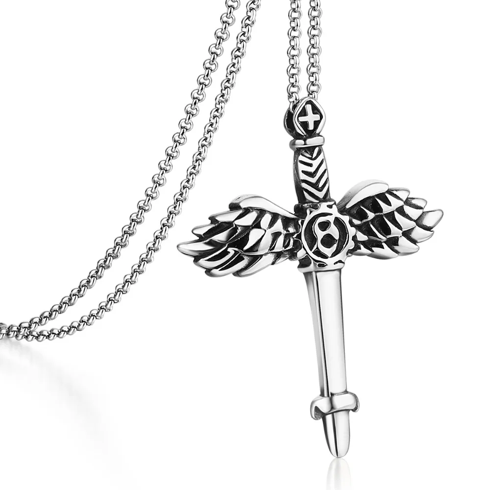 Хип-хоп серебряный цвет звенья цепи ожерелье для мужчин нежные крылья крест