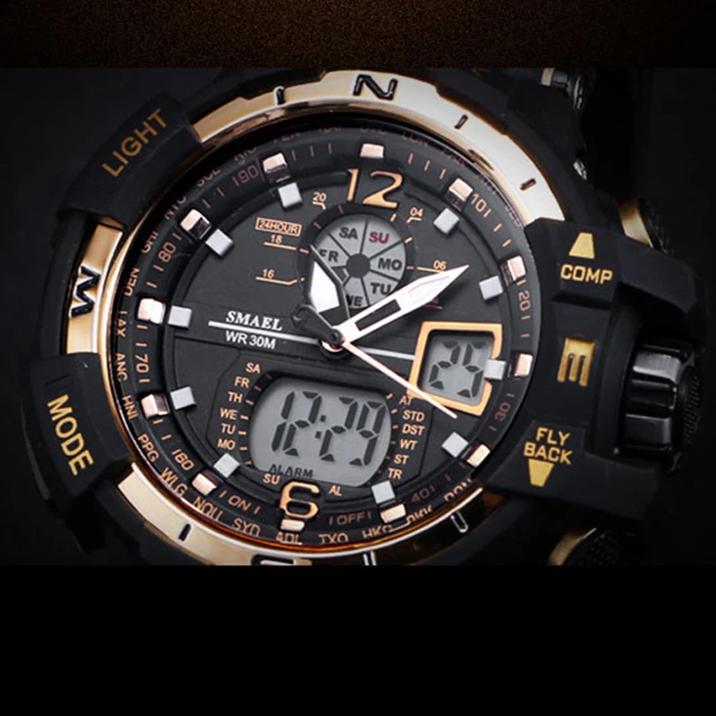 SMAEL Men's Watches Top Brand Luxury Quartz Digital Watch Men Clock Male Military Sports Waterproof Wristwatch Relogio Masculino |
