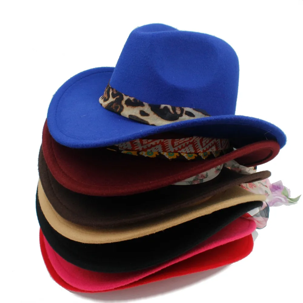 Модная женская мужская шерстяная Ковбойская шапка в западном стиле для