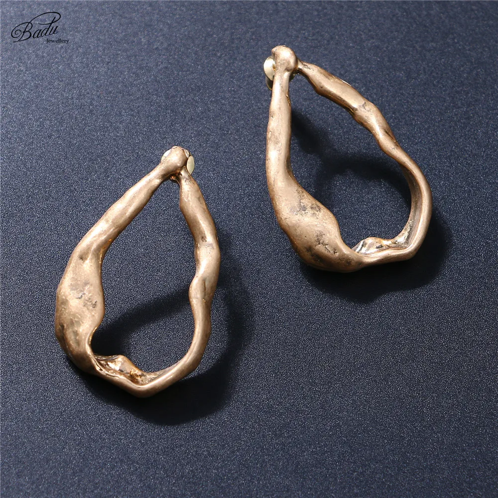Badu Simple Fashion Earring Geometric Studs for Women Gold Earrings Jewelry Vintage Alloy Hollow Statement Wholesale | Украшения и