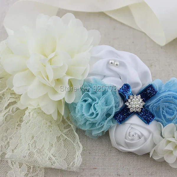 2 шт./компл. светло голубой цвет слоновой кости Цветочный Пояс повязка на голову