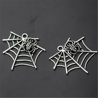 4pcs antique silver color black widow spider web charm alloy pendant necklace bracelet diy metal jewelry handmade 5042mm a1011