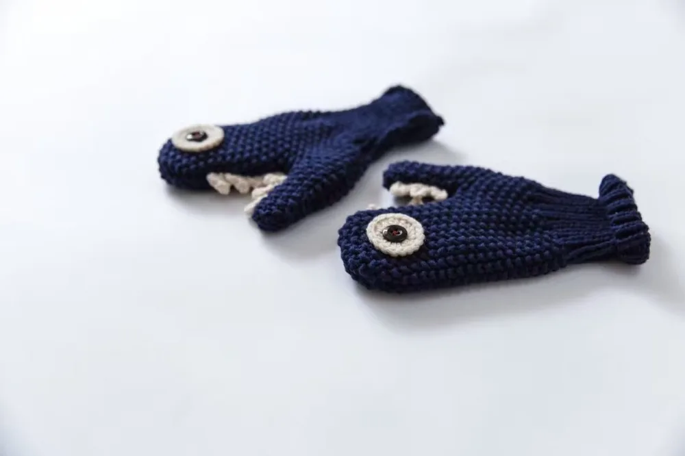 Cute Shark Shape Toddler Hat Cotton Baby +Gloves Set Crochet Beanies Kid Fall Winter Cap Handmade Windproof Earmuff | Аксессуары для