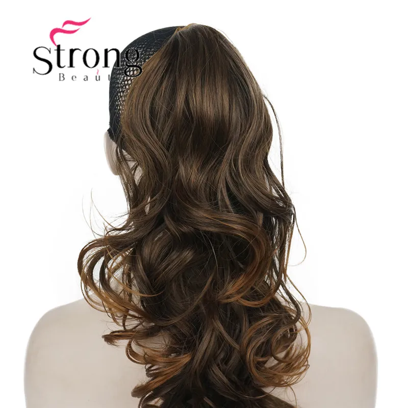 StrongBeauty 2" волнистая Накладка для волос для женщин премиум синтетического волокна 120 г-130 г завязывается заколка для хвоста в наращивание волос