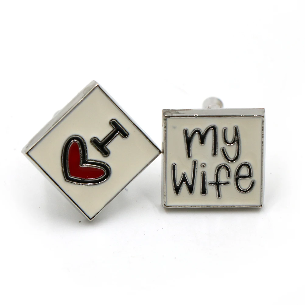 Совершенно новые модные Редкие изысканные запонки с надписью I Love My Wife подарочные