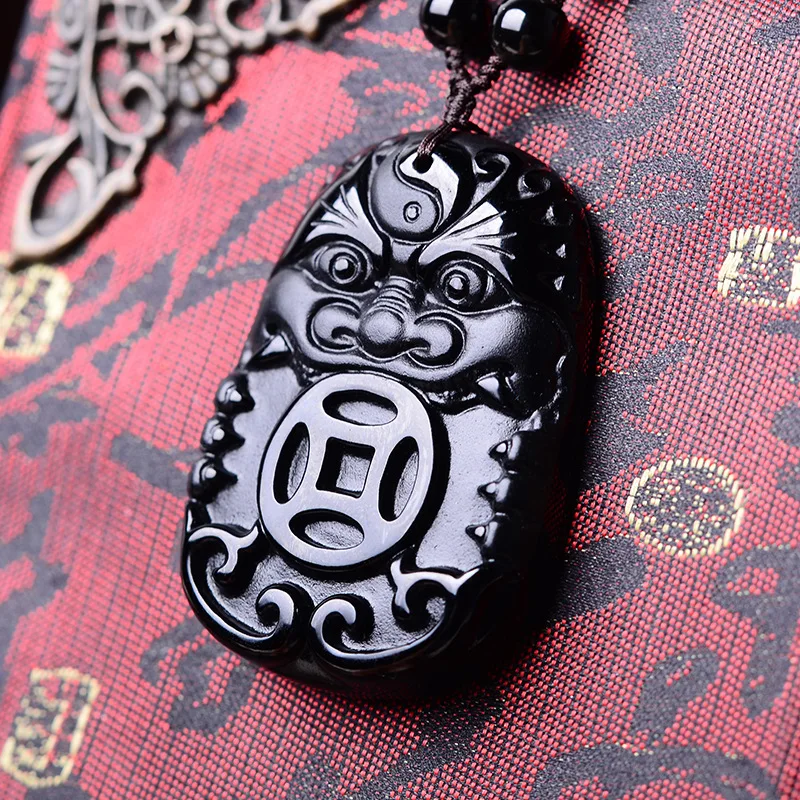 Чистое Натуральное удачное зло натуральные матовые черные обсидиановые монеты