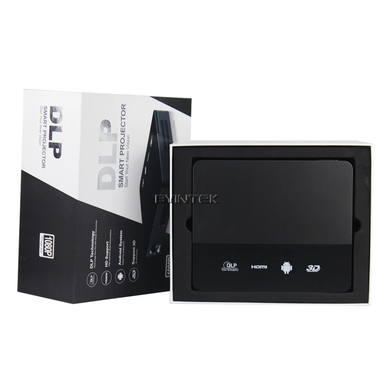 Byintek Новый MD325 Miracast Портативный 3D проектор Пико HD Smart Android USB Видео Wi-Fi Микро DLP LED