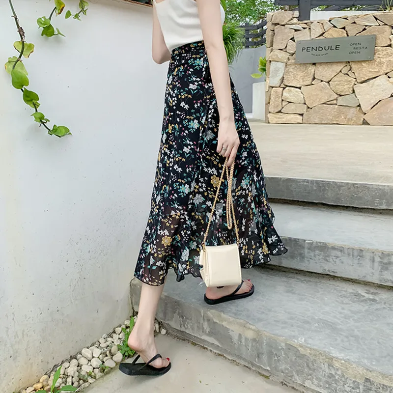 Новинка 2019 женские модные летние юбки на шнуровке с асимметричным хвостом |