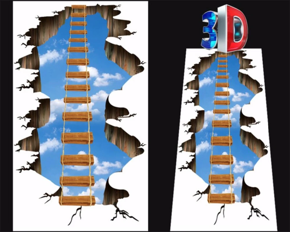 3d напольный выставочный зал beibehang неба деревянный мост 3D напольная живопись