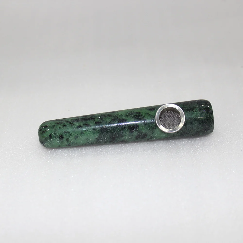 Wholesale Natural crystal stone Epidote Crystal Magic Wand Smoking Pipe Cigarette Healing With Metal Filter | Дом и сад