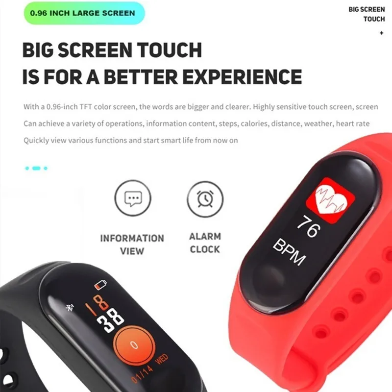 Водонепроницаемый смарт-Браслет фитнес-трекер мониторинг сердечного ритма