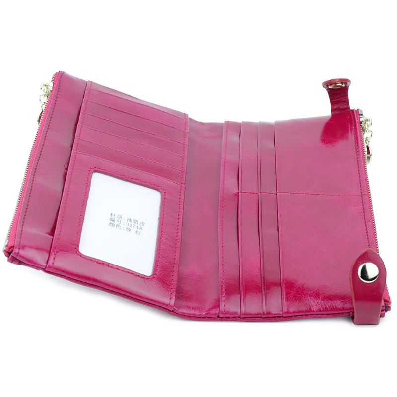 Женские бумажники из натуральной кожи премиум класса с двойной молнией