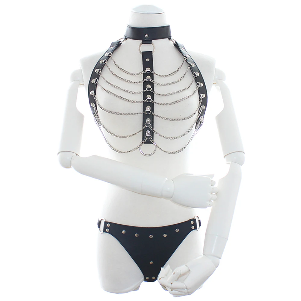 DOMI новые женские сексуальные Металлические цепи из ПУ наборы для бондажа игр