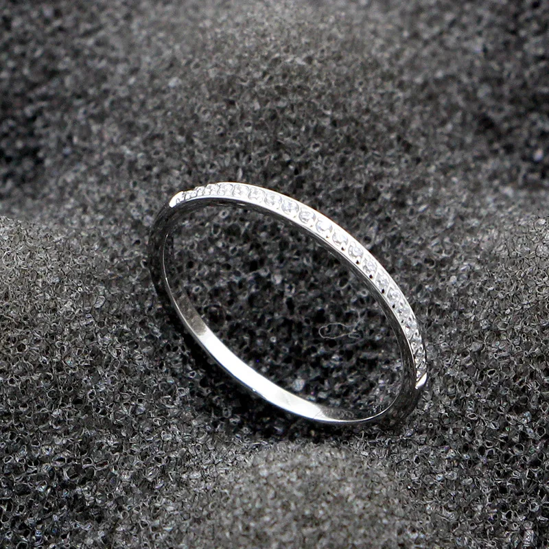 Женское кольцо из титановой стали с 20 фианитами и розовым золотом|women rings|gold women