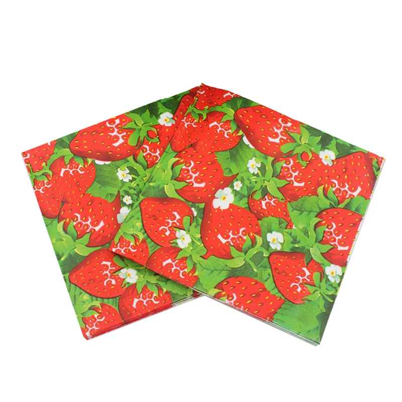 Napkins 20pcs Прекрасные Клубничные тарелки для вечеринки салфетки для стаканчиков бумажные соломинки для дня рождения поставки Свадебные сувениры - Цвет: Napkins 20pcs