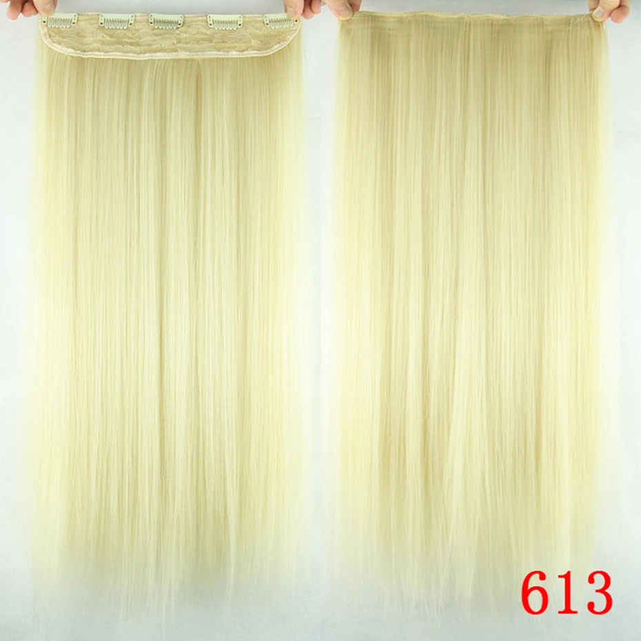#613 Soowee 2" Длинные прямые женские черные и серые натуральные Омбре волосы синтетические волосы на заколках аксессуары для волос - Цвет: #613