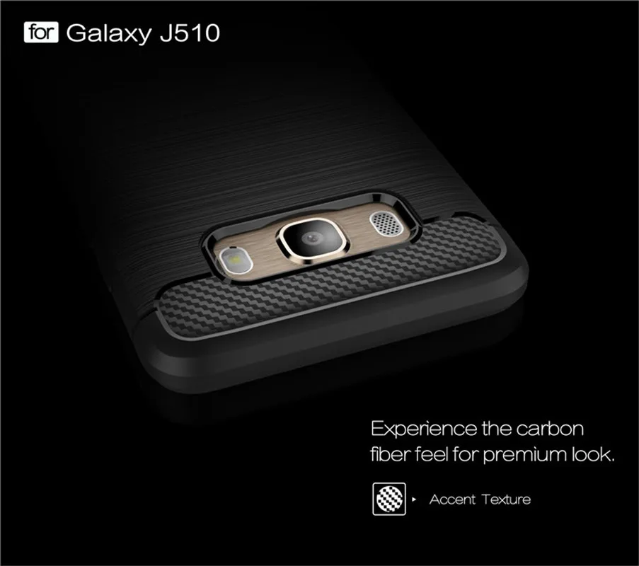 Для Samsung J5 2016 случай углеродного Волокно ультра супер тонкий задняя крышка мягкая