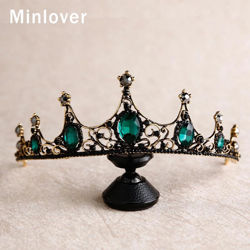 Женские тиары и короны Minlover в стиле барокко с зелеными кристаллами для свадьбы