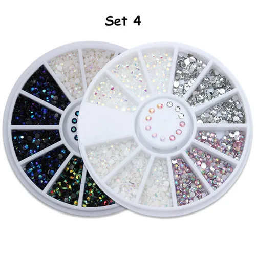 Set 4 2 коробки, Стразы для ногтей, бусинки, заклепки, 3D украшения для ногтей, маникюрный декор, набор для украшения ногтей - Цвет: Set 4
