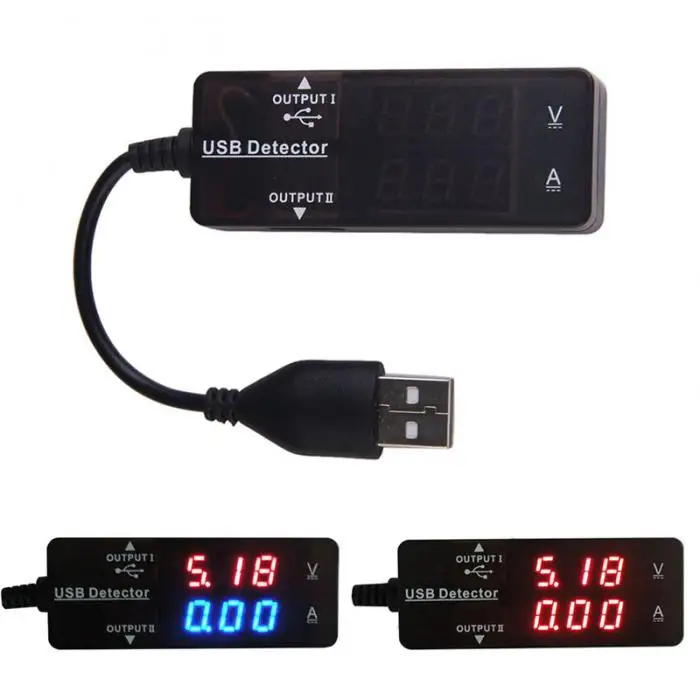 Цифровой светодиодный USB-детектор тестер напряжения и тока два порта для