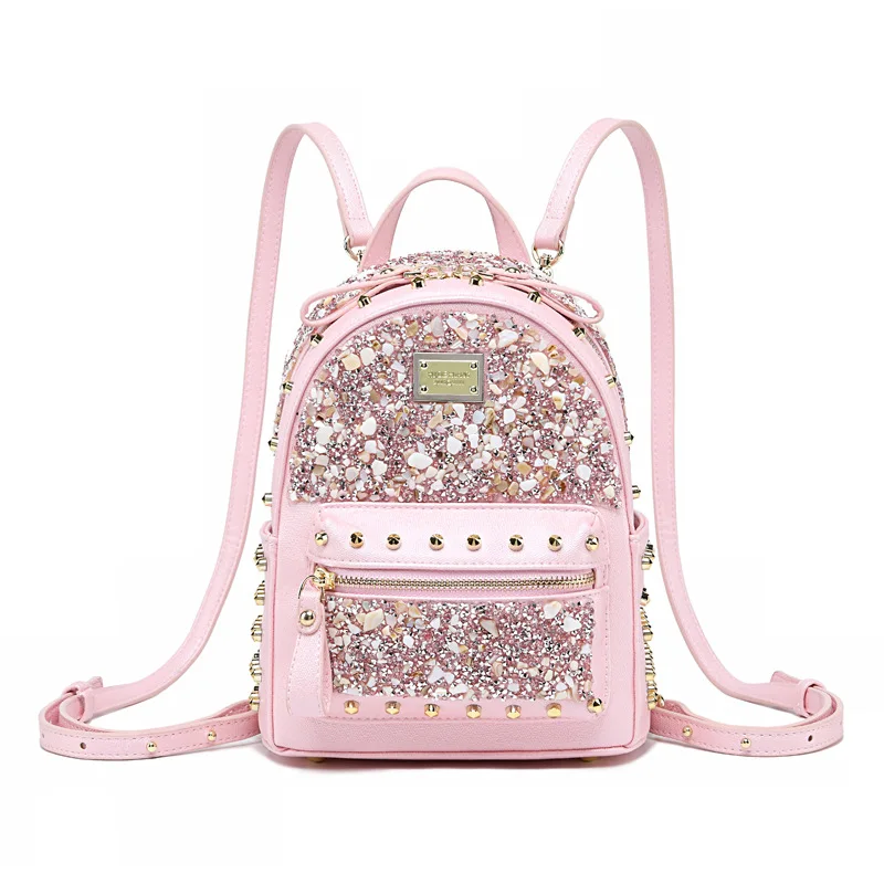 Women diamond mini Backpack luxury designer leather backpack girl small Back pack shoulder bag travel bagpack black pink mochila