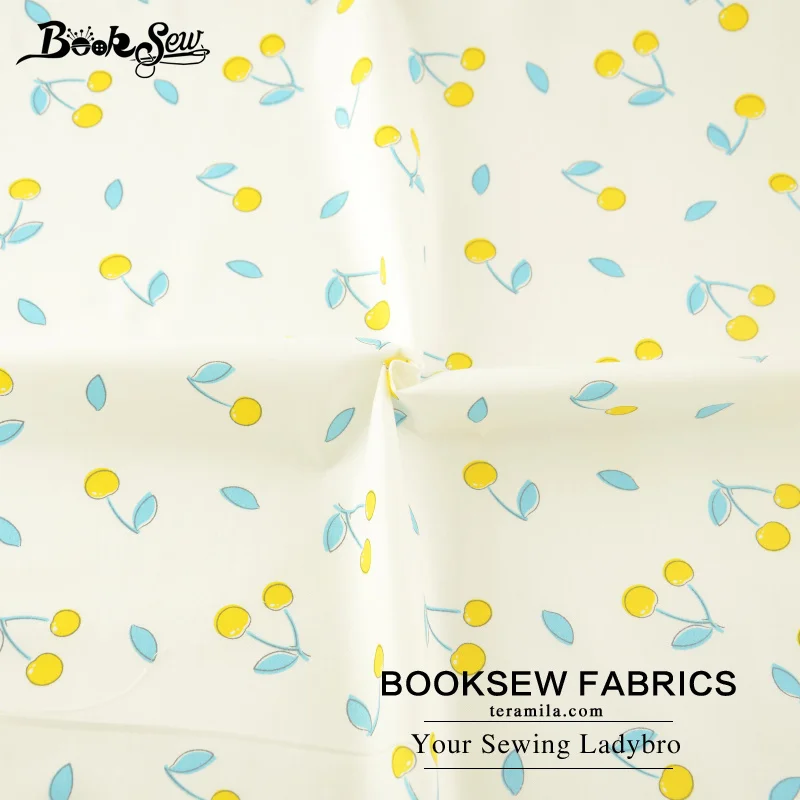 Booksew 100% хлопок саржа Ткань желтый Черрис узор Текстиль для дома Материал кровать